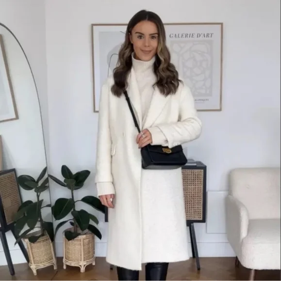 NWT Zara Wool Textured Oversized Blazer OverCoat Blazer Coat